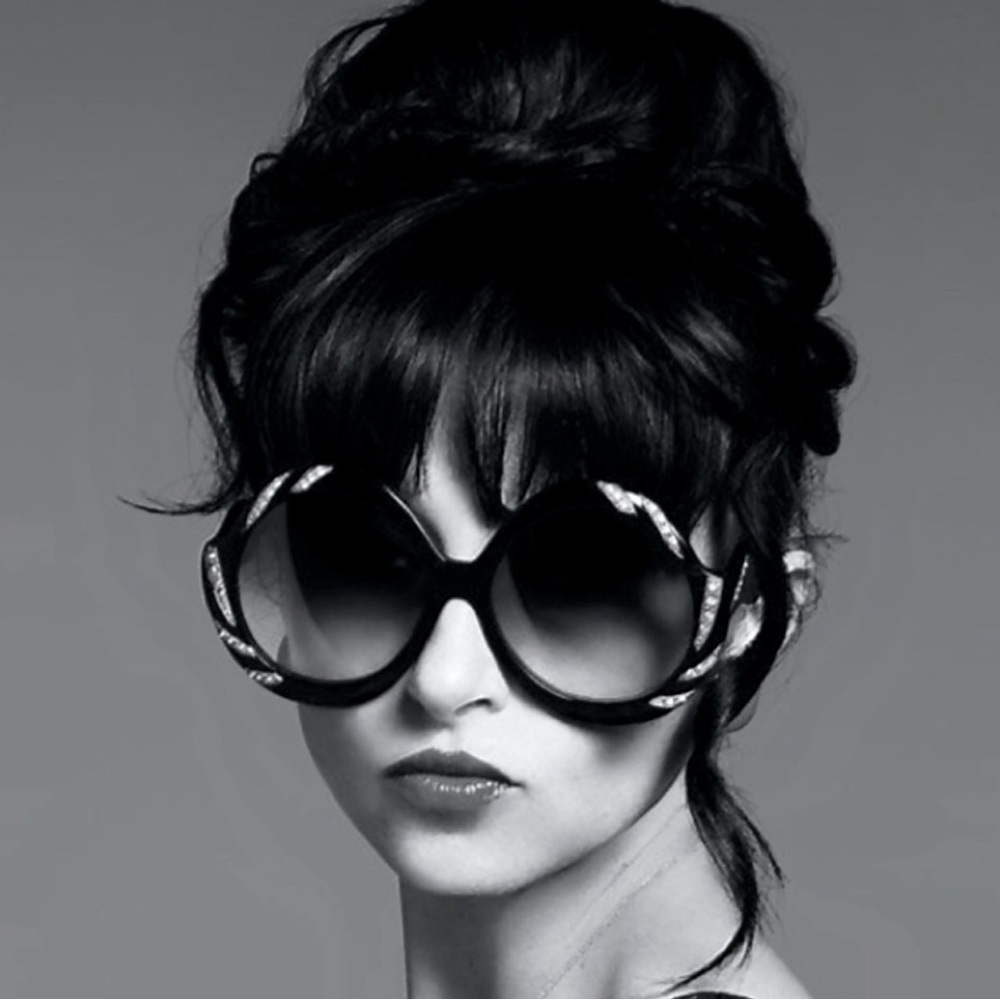 Alice + Olivia crystal oversized Collin shiny rose gold sunglasses,